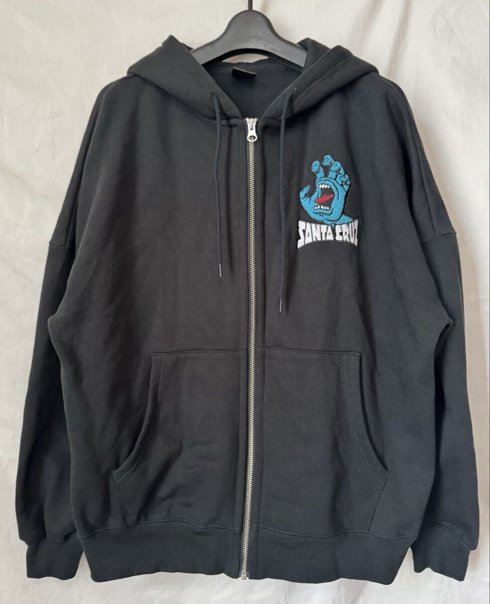 SANTACRUZ サンタクルーズ ジップパーカー オーバーサイズ 黒 ユニセックス 裏起毛 ムラサキスポーツ限定拍卖
