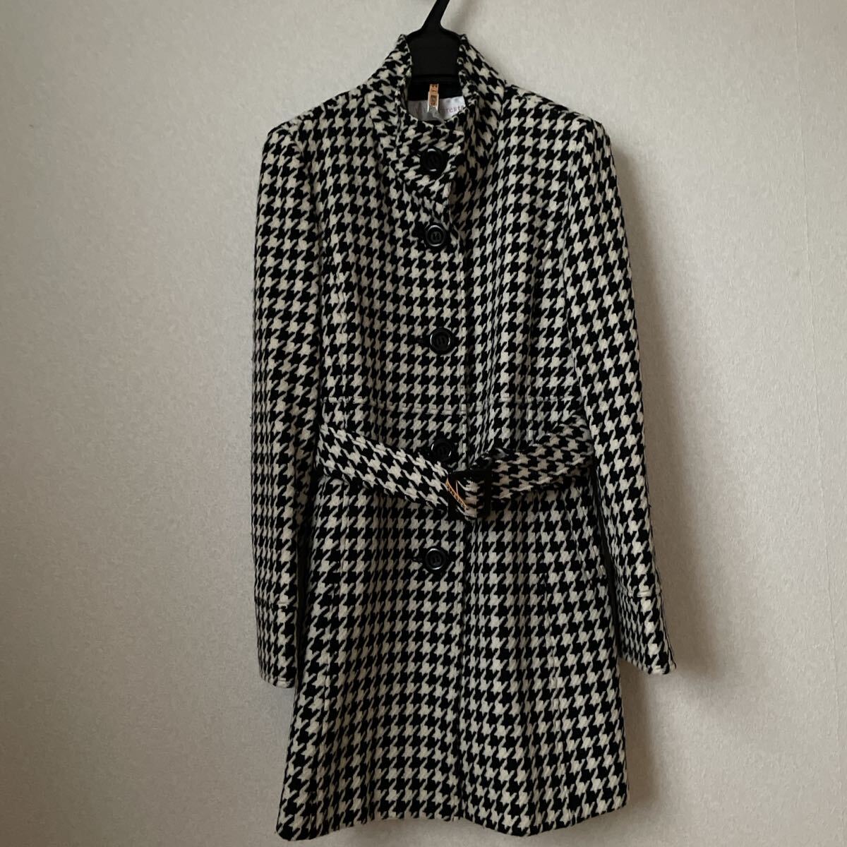 Villa Foresta 千鳥格子 ウール ロングコート 9AR拍卖