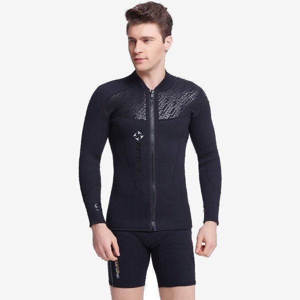 M ブラック 長袖タッパー ウェットスーツ メンズ 3mm ウェットジャケット 前開き ストレッチネオプレン ダイビング サーフィン拍卖