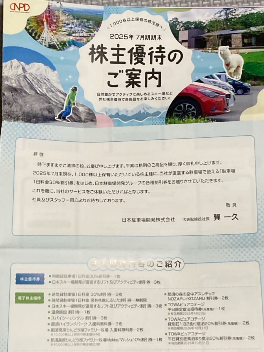 2冊まで 株主優待券 日本駐車場開発 1冊 (1000株分の紙チケット+電子チケット)日本スキー場開発 那須ハイランド拍卖