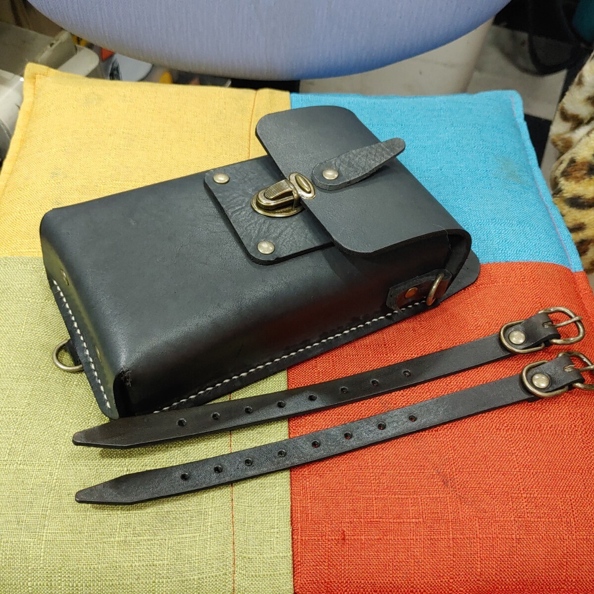 ツールバック サイドバック ウエストバック 牛革マッドブラックv拍卖