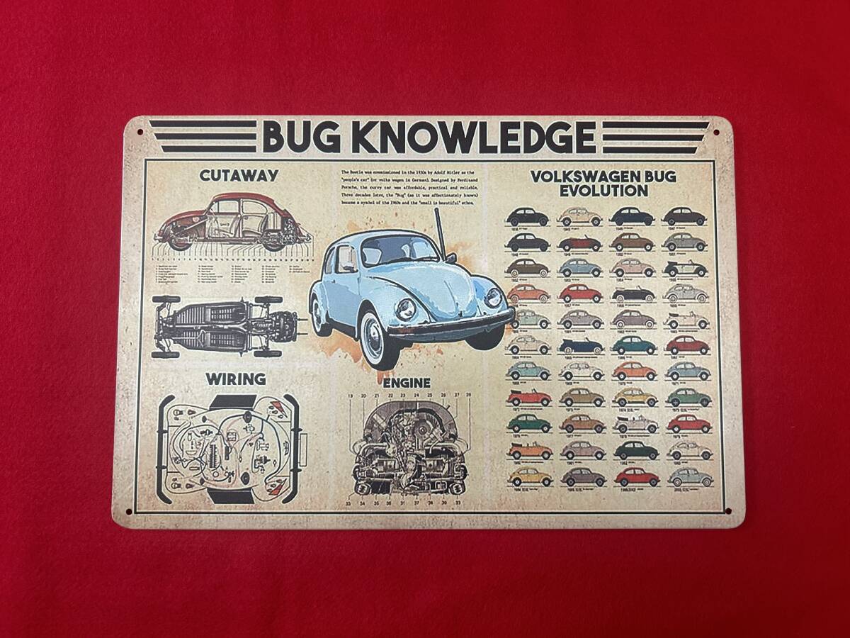 空冷VW 空冷ビートル ディーラースタイル メタルプレート ガレージ 看板 サイン (検索 空冷ワーゲン ヤナセ 梁瀬 EMPI ジーンバーグ VW BUG拍卖