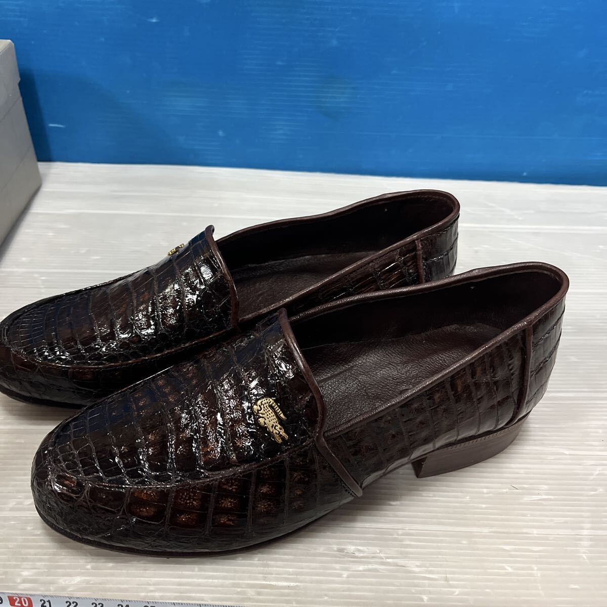 クロコダイル柄 ローファー ブラウン GUARANTEE CROCODILE SKIN 19 約24cm シューズ 靴 茶色 ワニ 未使用 オシャレ ビジネスにも拍卖
