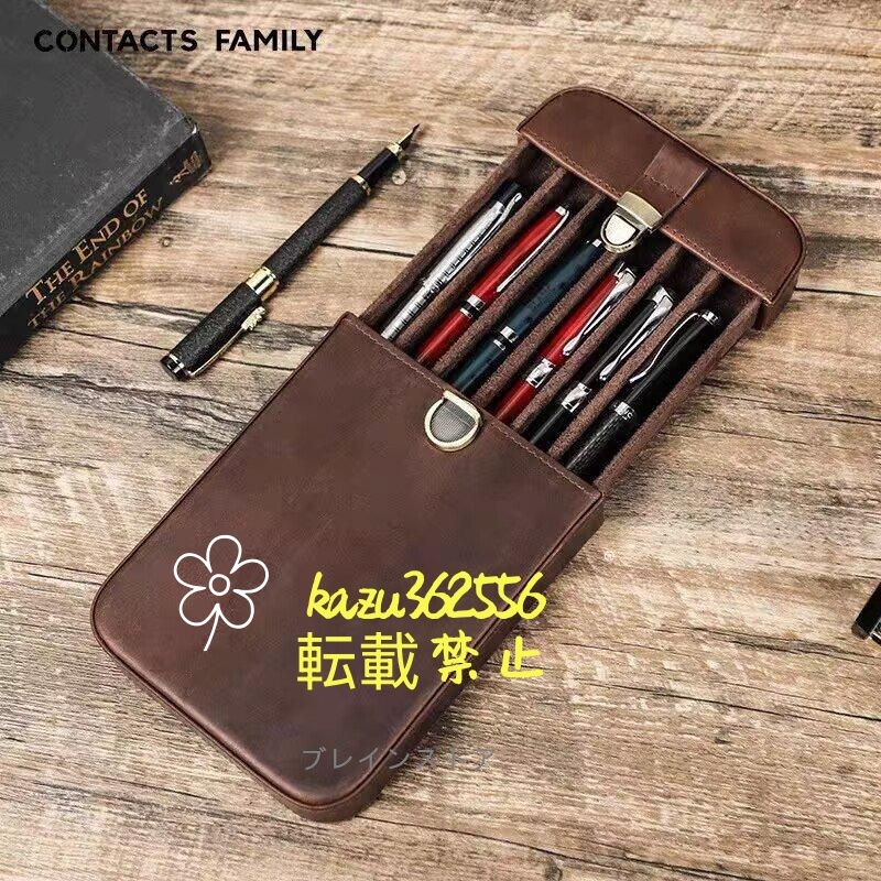 ペンケース 本革 ロール ペンケース 大容量 レザー 革 筆箱 万年筆入れ プルームテックケース 筆記用具 収納拍卖