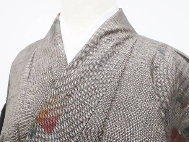 《古美術京松》大島紬 9マルキ 純泥染 証紙付き 反端付き 正絹 着物 身丈約162cm 裄丈64cm kyo7z10-1192拍卖