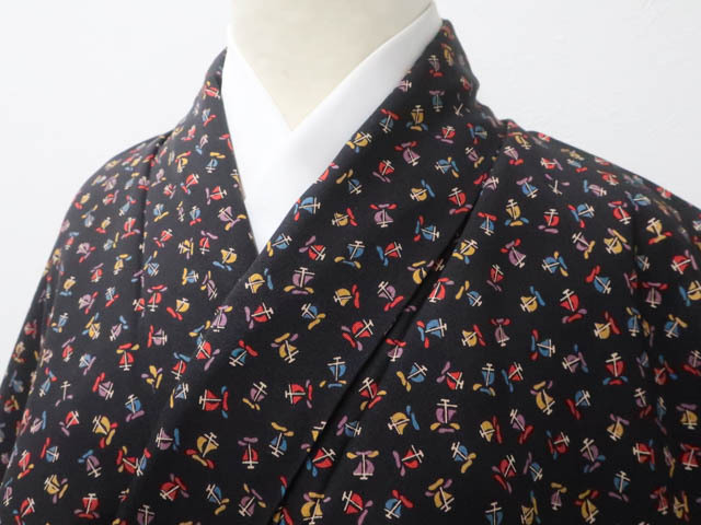 《古美術京松》リサイクル着物 小紋 正絹 身丈約166cm 裄丈約65cm kyo7z09-1012拍卖