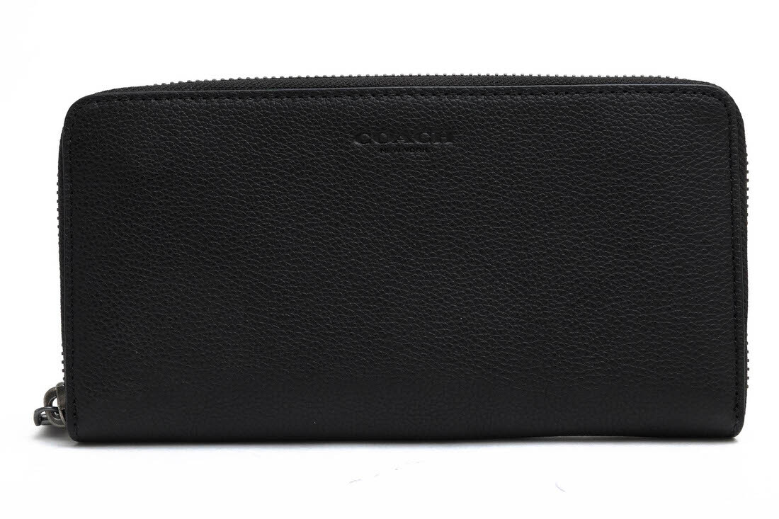 COACH コーチ 長財布 58102 Accordion wallet スポーツカーフレザー 牛革 小銭入れあり シボ革 シュリンクレザー ラウンドジップ ラウンド拍卖
