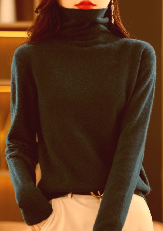 XL ふっくら暖かカシミヤ100%★柔らかタートルネックニット♪黒 XL拍卖