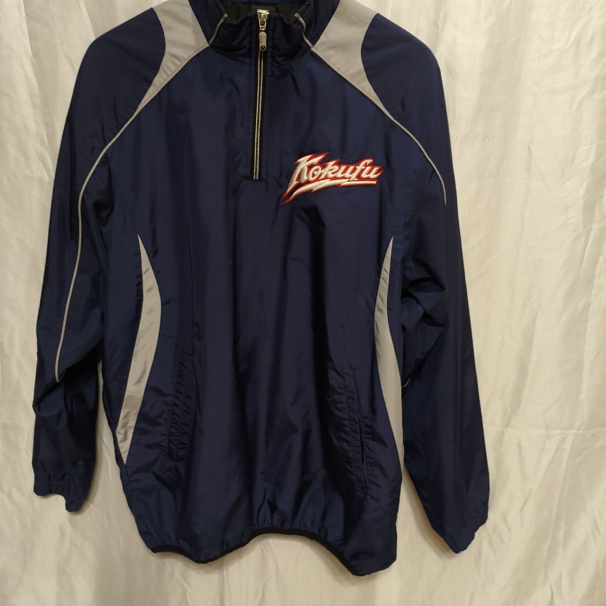 高校野球◆・甲子園出場校・熊本県 国府高等学校 野球部 デサント製 ハーフジップジャケット(紺)O・実使用・現状渡し品◆USED E拍卖