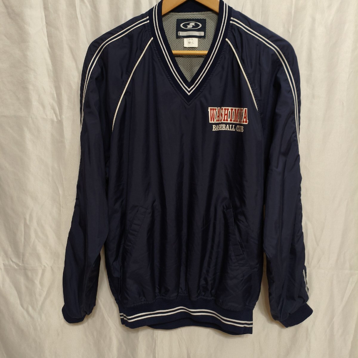 高校野球◆埼玉県 鷲宮高等学校 野球部 SSK製 Vネックジャンパー( 紺)MーL・実使用・現状渡し品◆USED E拍卖