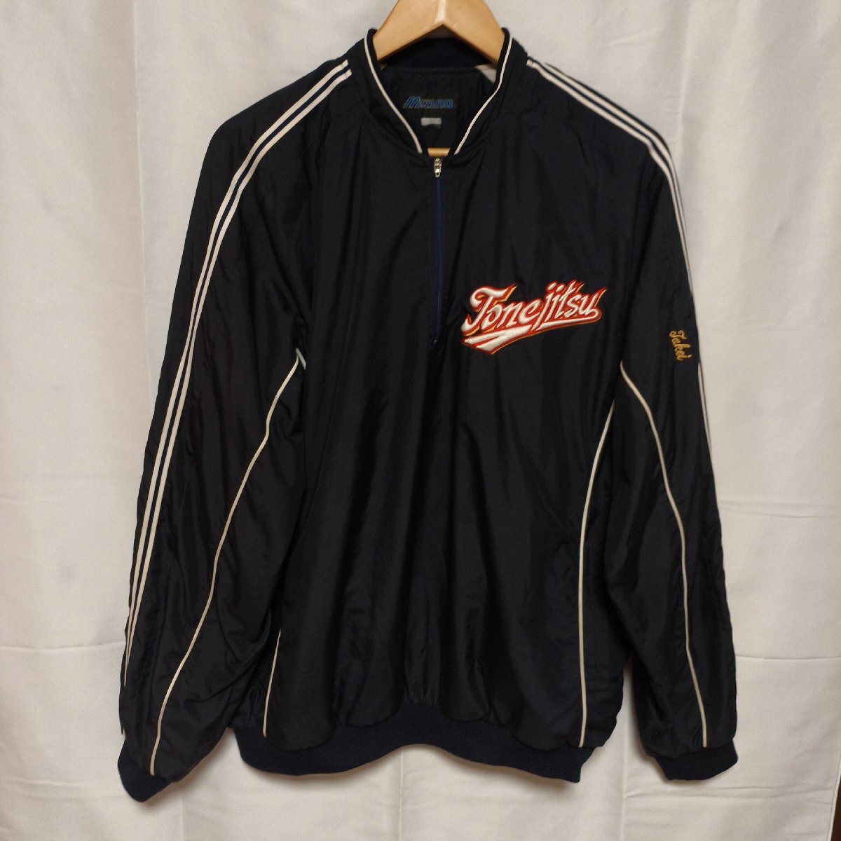 高校野球◆甲子園出場校・群馬県 利根実業高等学校 野球部 ミズノ製 ハーフジップジャンパー( 黒)実使用品 現状渡し◆USED F拍卖