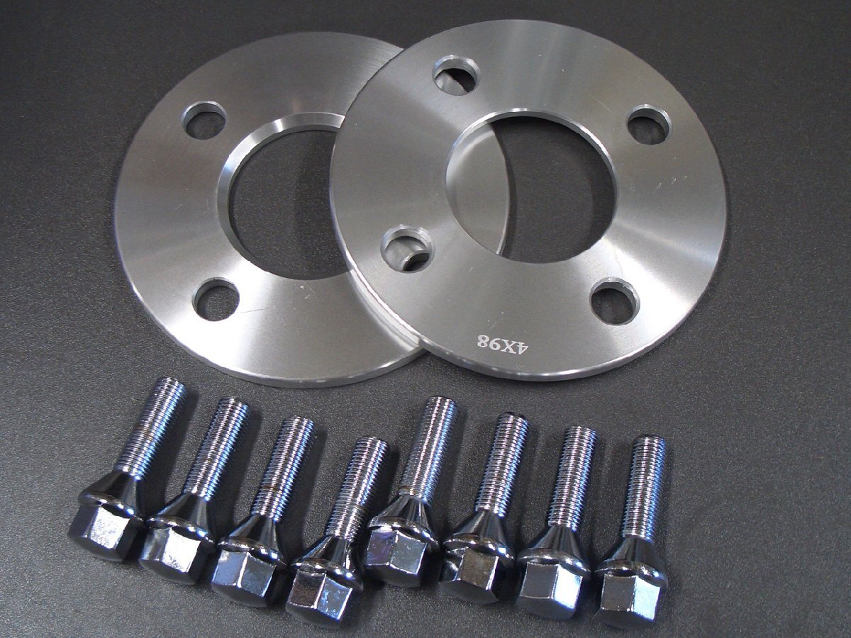FIAT フィアット500 2007年~ メッキボルト8本(長さ変更可)&スペーサー PCD98 ハブ無し10mm厚(ハブ高13mm以上に適合)拍卖