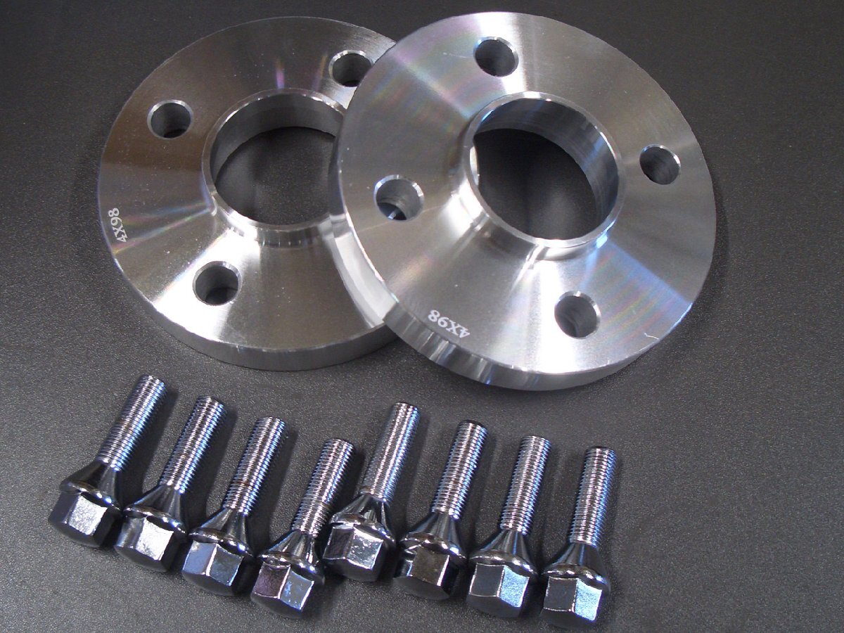 ランチァ 4穴車 メッキボルト8本(長さ変更可)&スペーサー PCD98 ハブ付き15mm厚(ハブ高13mm以下に適合)拍卖