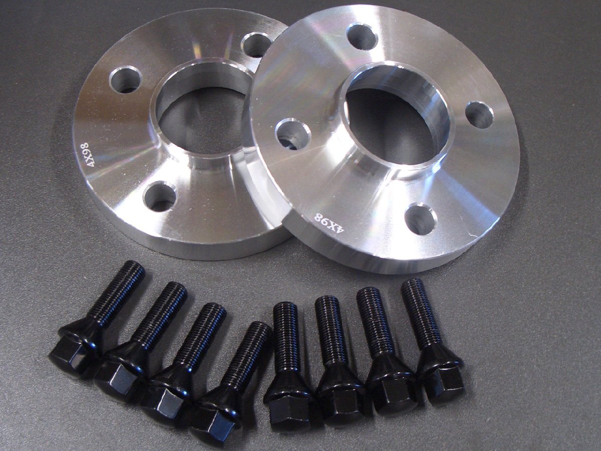 FIAT フィアットクーペ バルケッタ 他 ブラックボルト8本(長さ変更可)&スペーサー PCD98 ハブ付き15mm厚(ハブ高13mm以下に適合)拍卖