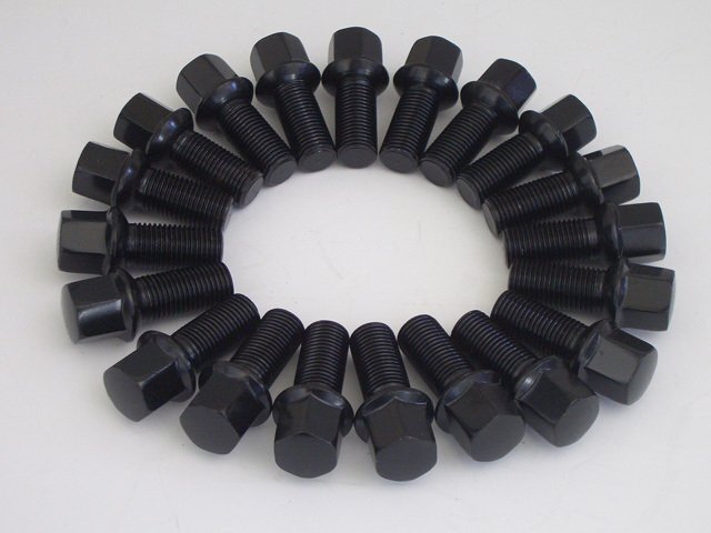 アウディ A5 A6 A7 A8 純正ホイール用ロングボルト 首下33mm 13R 20本セット 5mm-8mmスペーサー用ブラック拍卖