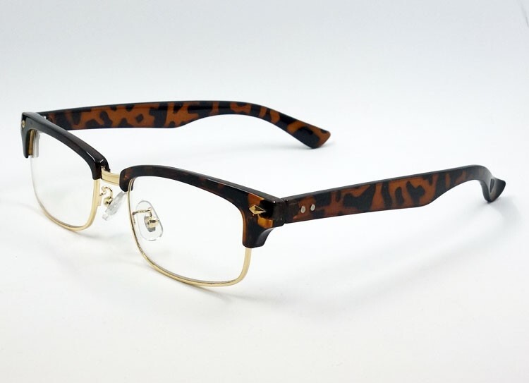 おしゃれ 伊達メガネ メンズ 細めのレトロデザイン セルメタル サーモント型 伊達眼鏡 新品 べっ甲拍卖