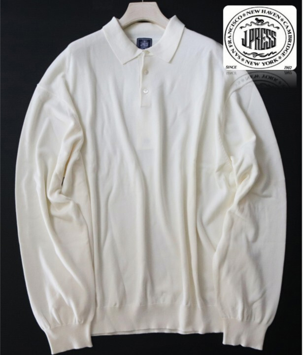 23,100円新品タグ付き【JPRESS ジェイプレス】ニット感覚 長袖ポロシャツ 白 5L 大きいサイズ キングサイズ v7729拍卖