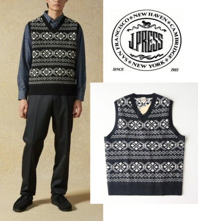 27,500円新品タグ付き【JPRESS ジェイプレス】羊毛 カシミヤ Vネック ニットベスト 黒 M v7730拍卖