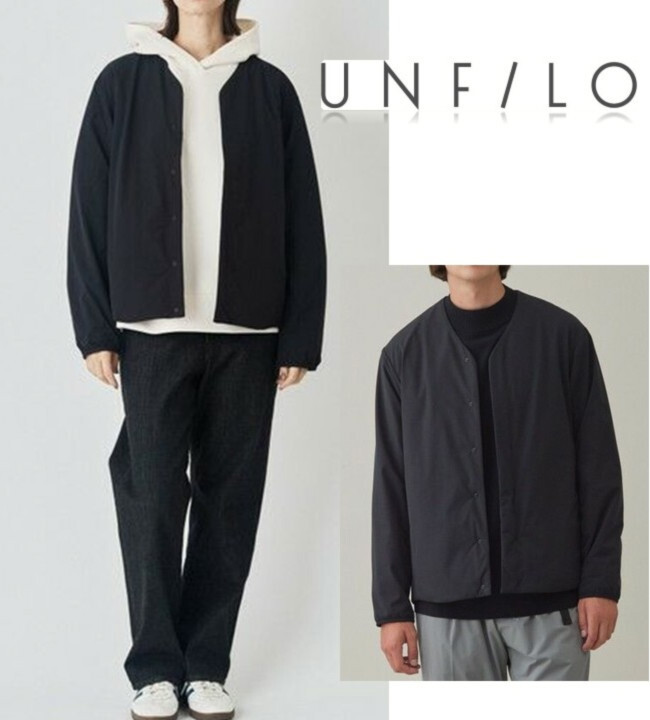 新品タグ付き【UNFILO アンフィーロ】男女兼用 FINE MOVE+ ノーカラージャケット 黒 L v7726拍卖