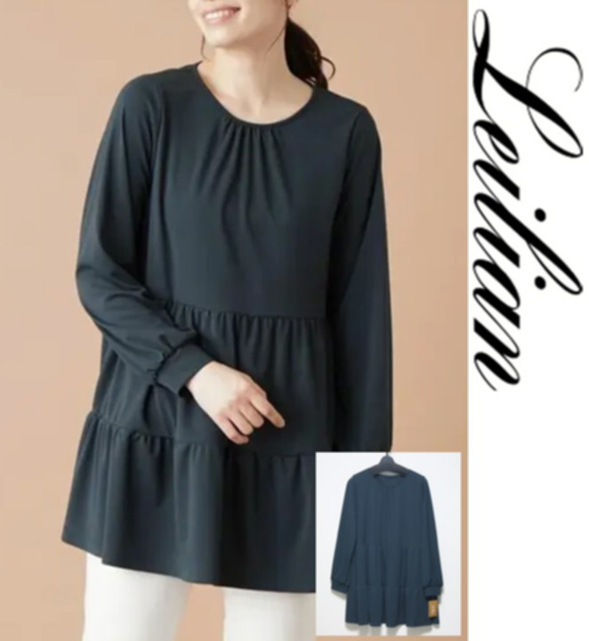 35,200円新品タグ付き【Leilian レリアン】裾周りティアード切り替え チュニック 13+ 大きいサイズ v7723拍卖