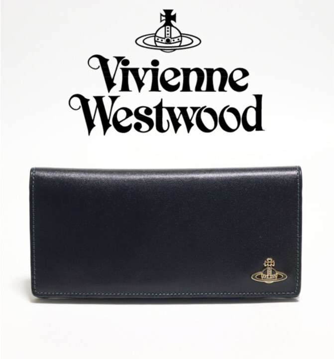 新品箱付き【ヴィヴィアンウエストウッド】Color Block フラップ長財布 黒 v7524 プレゼントにも最適拍卖
