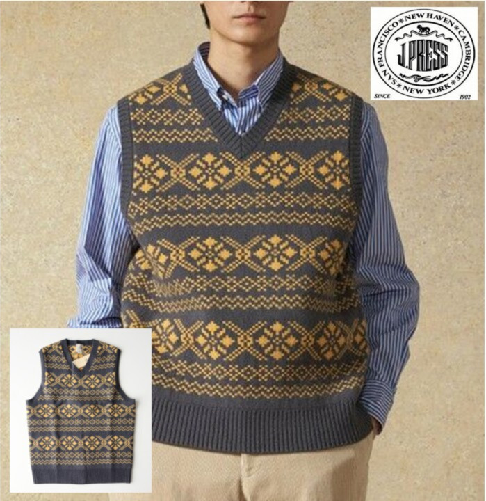 27,500円新品タグ付き【JPRESS ジェイプレス】羊毛 カシミヤ Vネック ニットベスト M v7731拍卖