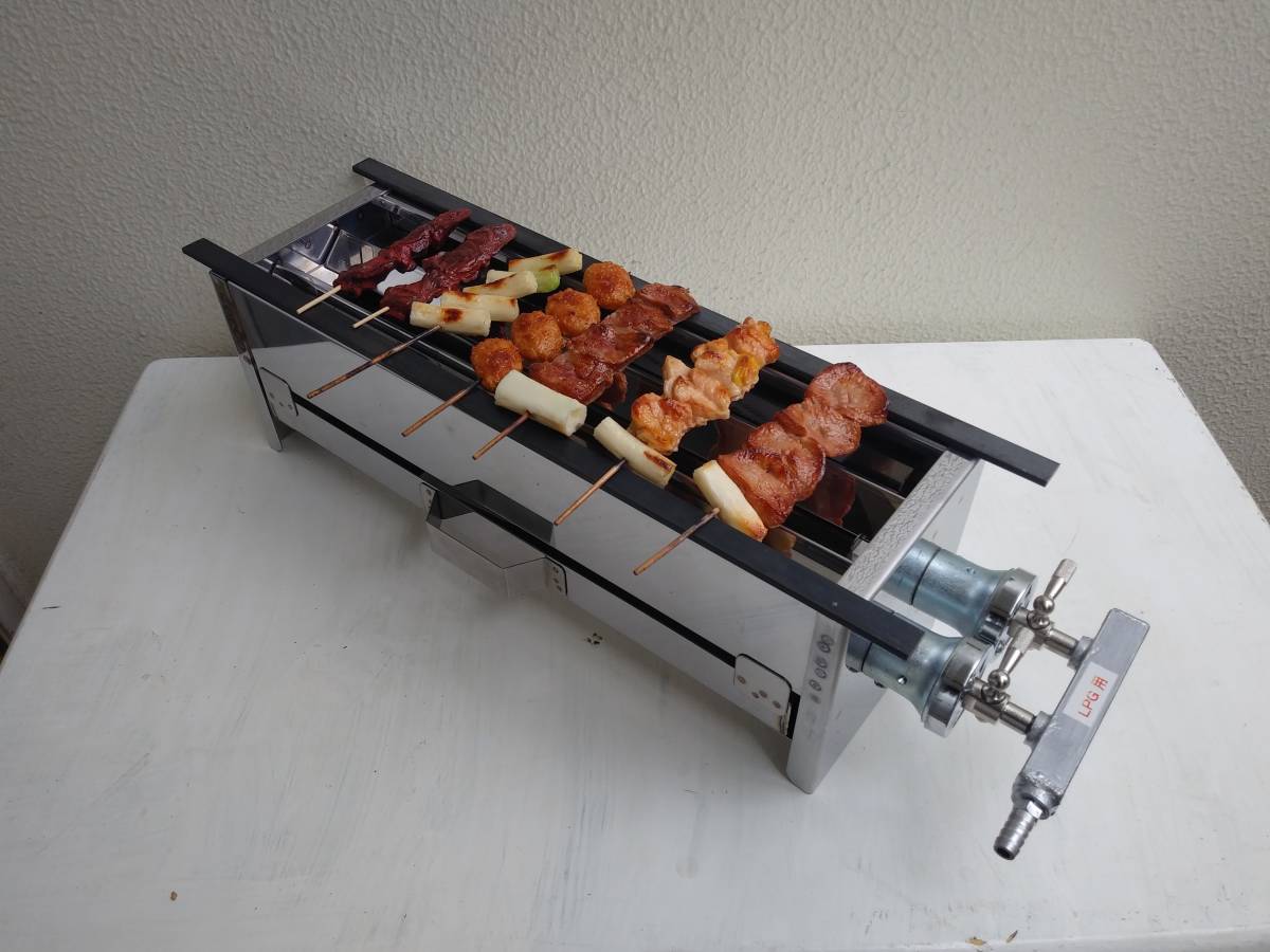 売れてます【業務用 やきとり 焼き機器】テイクアウト キッチンカー 牛豚大串 焼き鳥台 プロパンガス 独立開業 模擬店祭り バーベキューBBQ拍卖