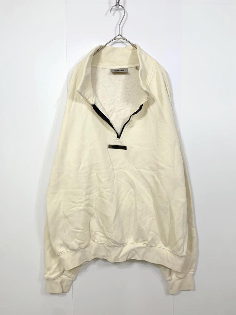 S.ESSENTIALS エッセンシャルズ ハーフジップ ロゴ 裏起毛 スウェット sizeM/アイボリー ◇■◎拍卖