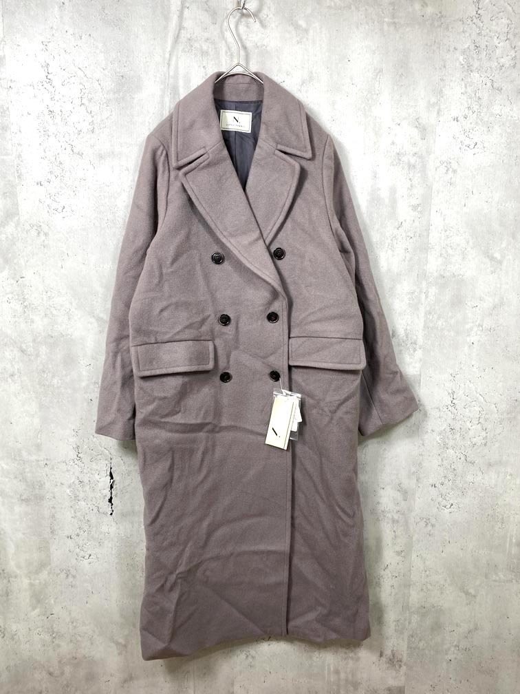 新品 N. Natural Beauty Basic エヌナチュラルビューティーベーシック ビーバーメルトンロングチェスター コート sizeS/グレージュ ◆■◎拍卖