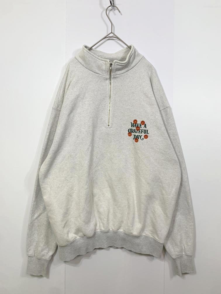 HAVE A GRATEFUL DAY FREAK’S STORE ハブアグレイトフルデイ×フリークスストア ボックス ロゴ ハーフジップスウェット sizeM/グレー ◇■拍卖