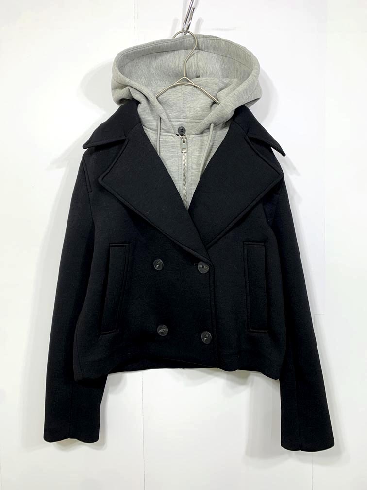 美品 ZARA ザラ 8073/055/800 コントラストフード ジャケット sizeXS/黒 ◆■◎拍卖