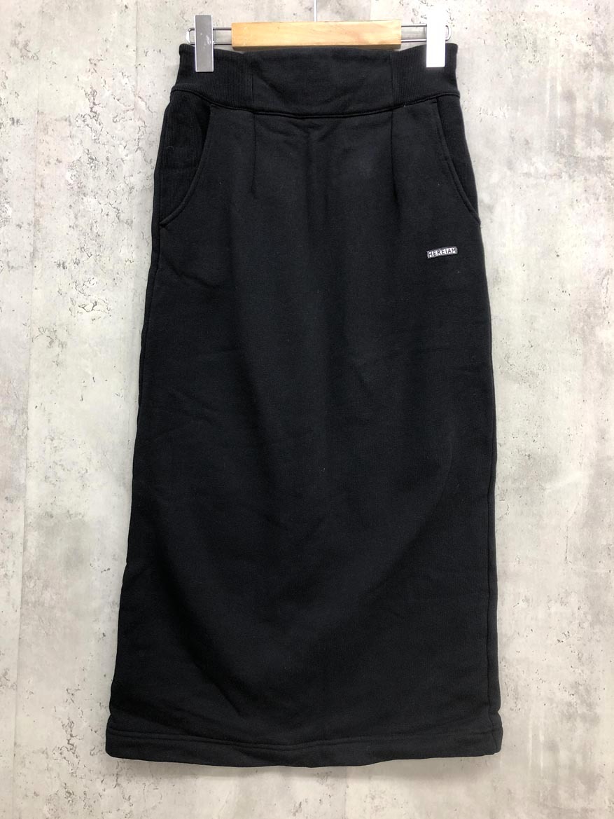 HEREIAM ヘレイアム BR2310NW03 ワンポイント スリット 裏フリース マキシ丈 スカート size2/黒 ■■ ☆ fkb0 レディース拍卖