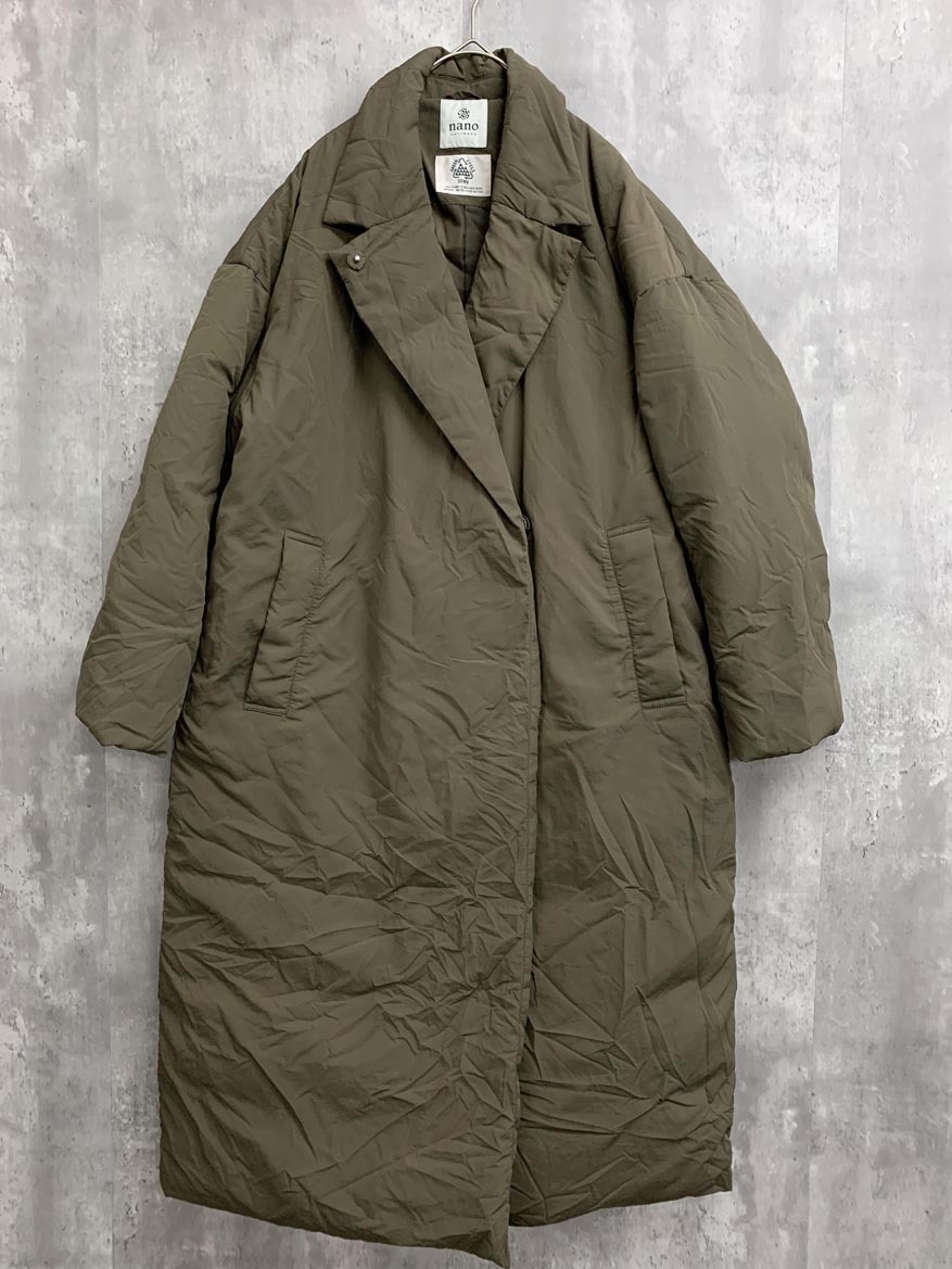 nano universe ナノユニバース NLE12DWW004SK ステッチレス ロングダウン コート size38/カーキ ◆■◎ ☆ fkc1 レディース拍卖