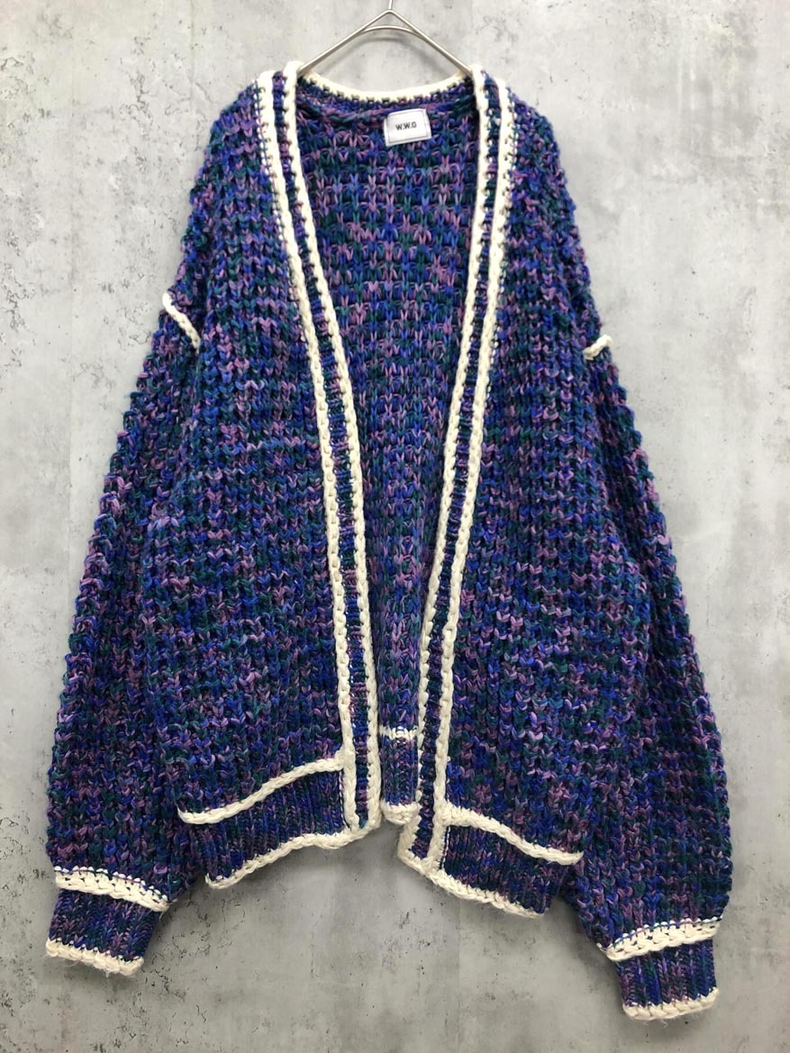 W.W.G フーズフーギャラリー 段染め パイピング ワッフル カーディガン sizeF/ブルー系 ◆■ ☆ fkc1 レディース拍卖