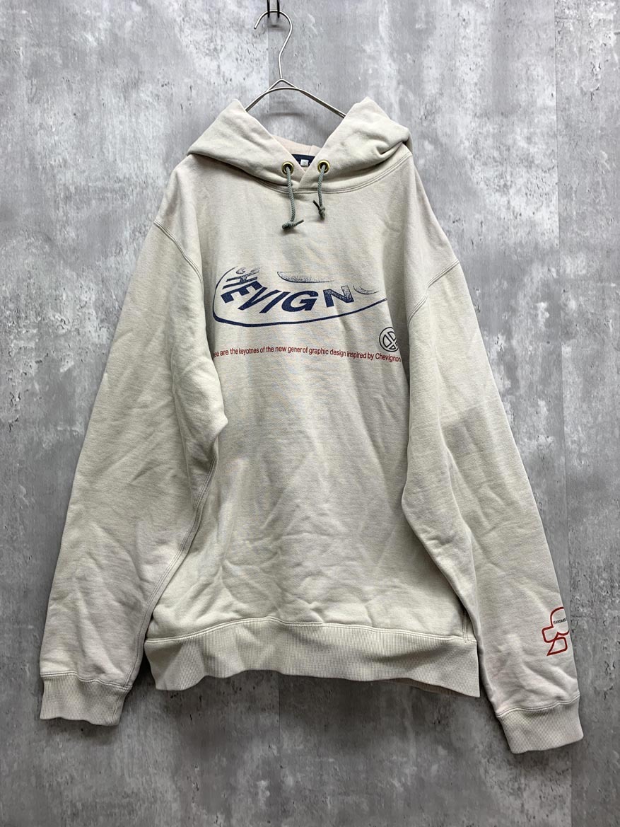 CHEVIGNON シェビニオン ロゴプリント プルオーバー パーカー sizeL/ベージュ系 ■■◎ ☆ fkc1 メンズ拍卖