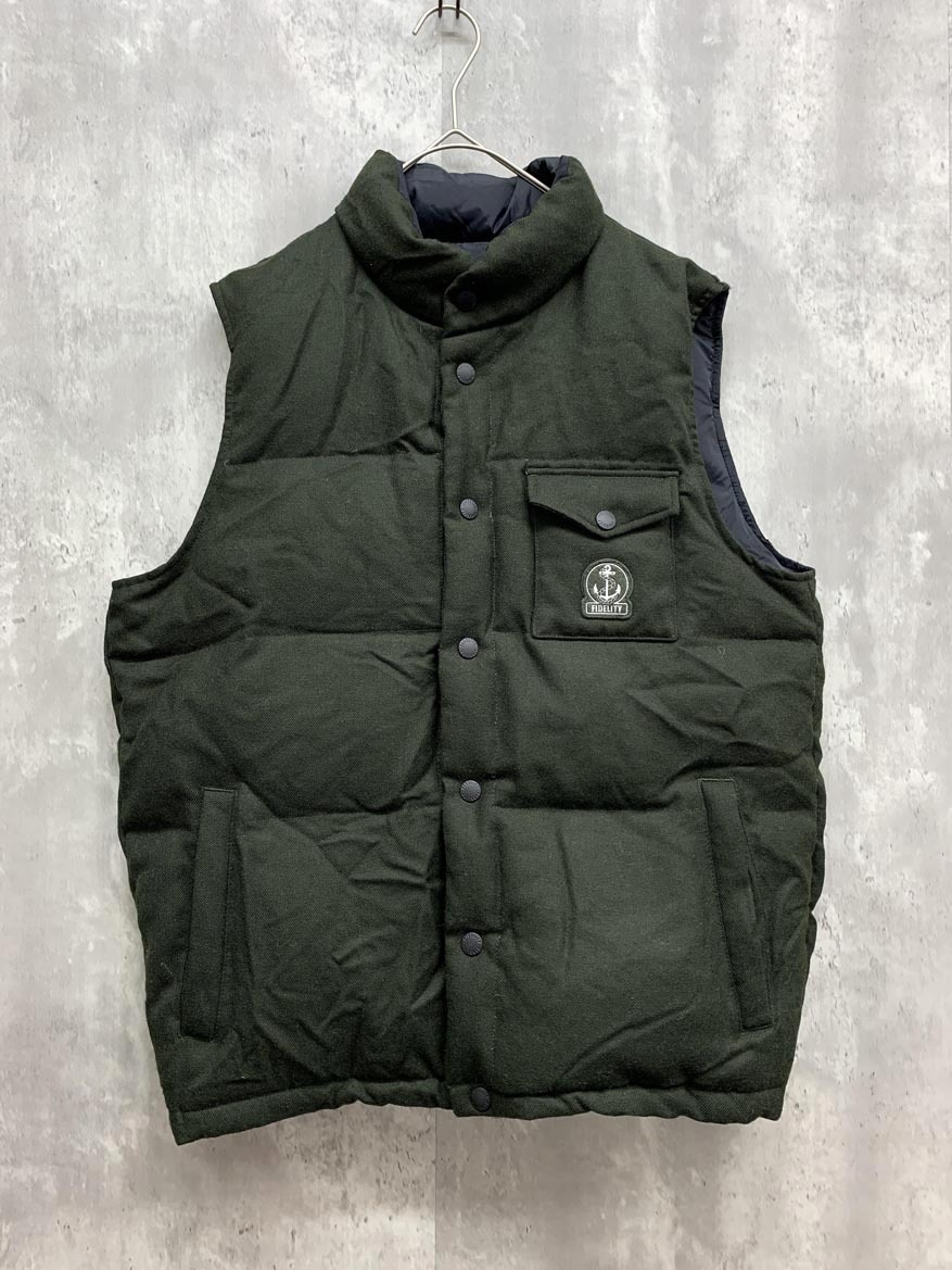 FIDELITY フィデリティ リバーシブル フェザー ダウンベスト sizeM/ブラック/カーキ ◆■ ☆ fkc1 メンズ拍卖