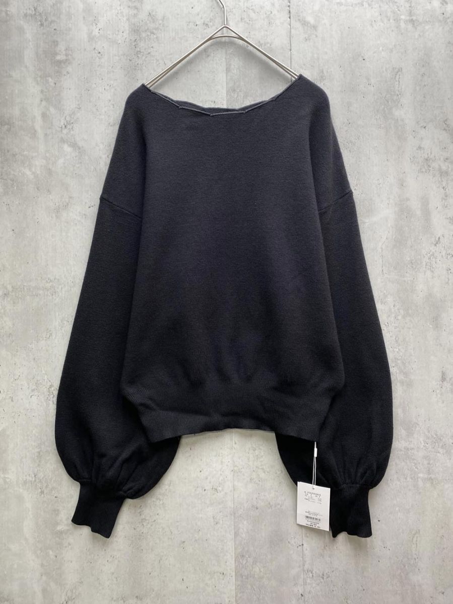 新品 natural couture ナチュラルクチュール 衿ぐり刺繍スカラップ ニット sizeF/黒 ◇■拍卖