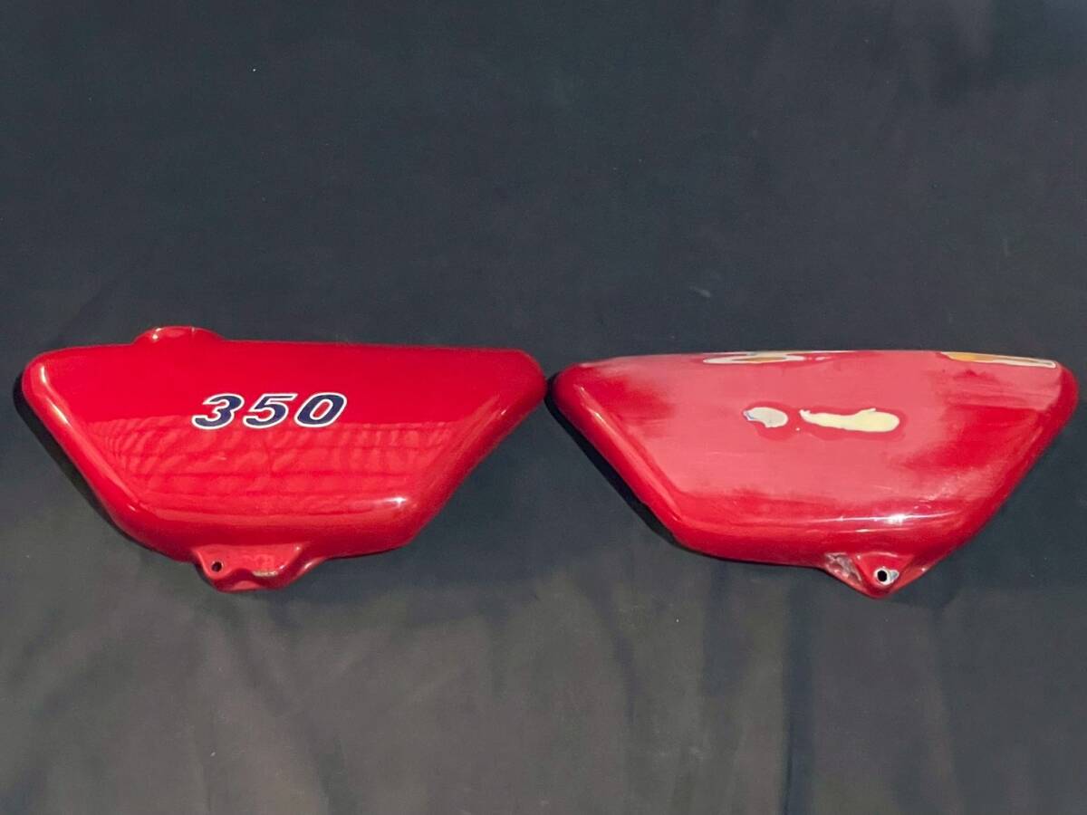 【BY0045】350SS サイドカバー 左右セット 赤 KAWASAKI カワサキ(250SS 400SS 750SS Z1 Z2 Z900 Z1000 Z1-R MACH マッハ 旧車 当時物)拍卖