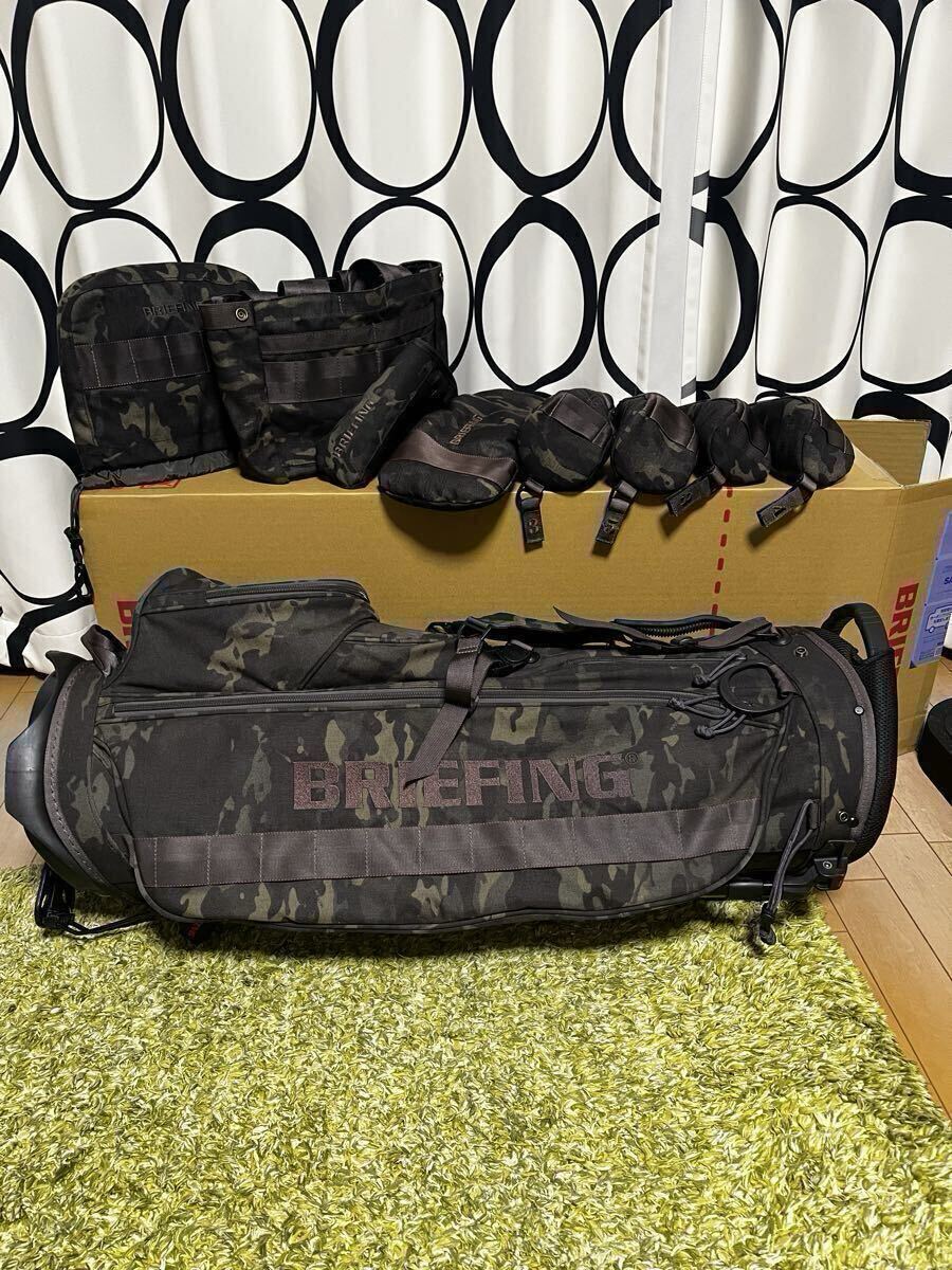 BRIEFING ブリーフィング CR-4 マルチカムブラック キャディバッグ(口枠修理後未使用)+ヘッドカバー7点+カートバッグ 美品9点セット拍卖