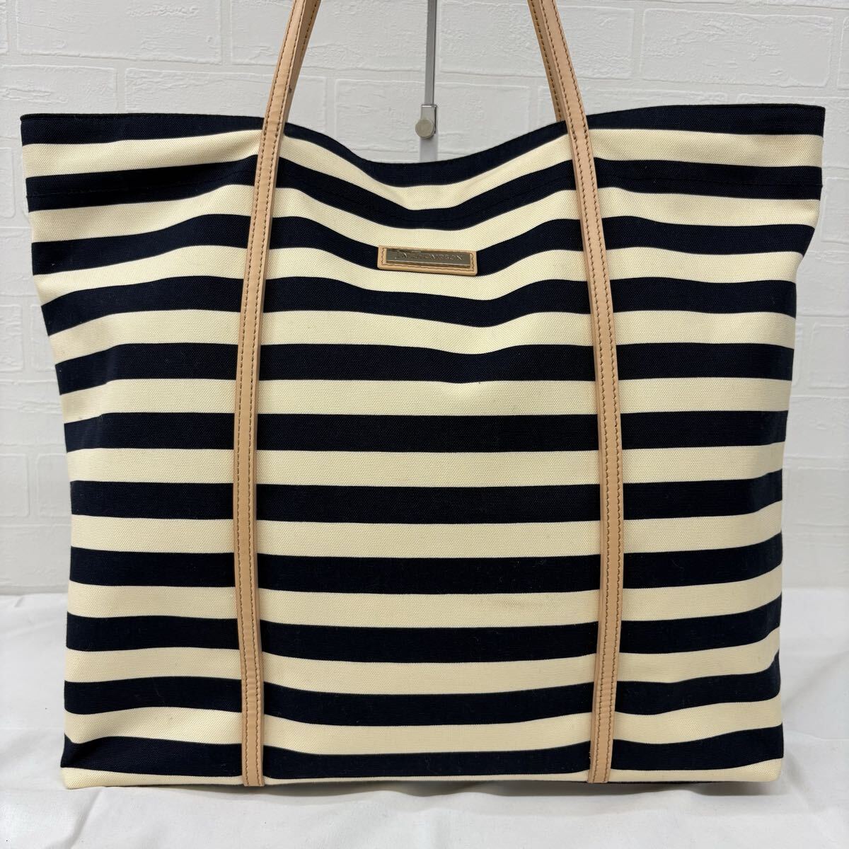 1826△ JIM THOMPSON ジムトンプソン トートバッグ レディース ボーダー ネイビー ベージュ キャンバス 大容量拍卖