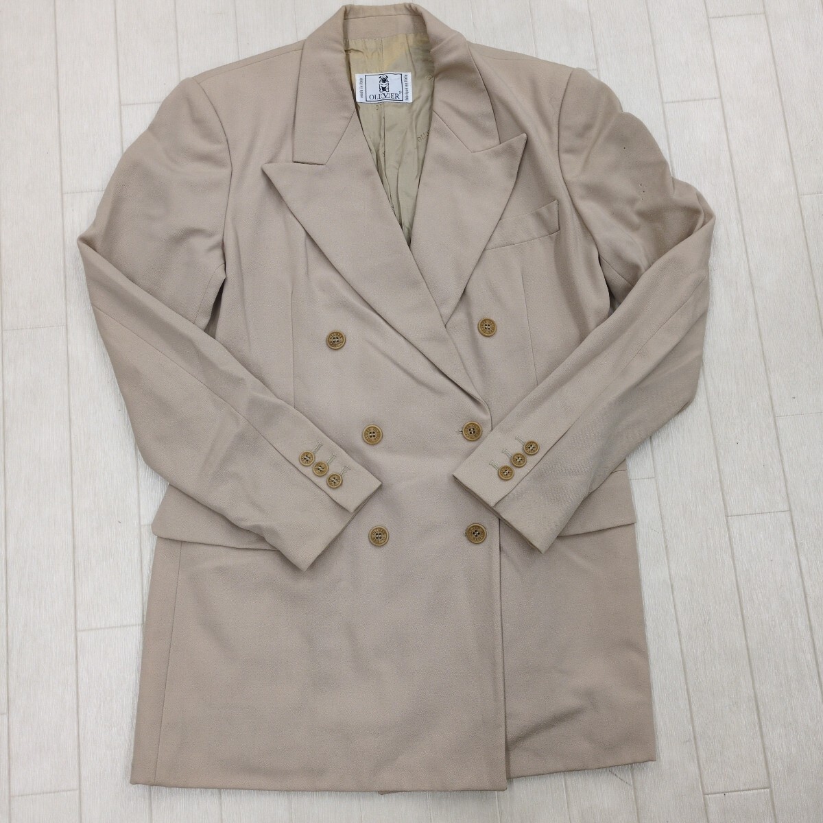 1847▲ OLIVER オリバー レディース サイズ44 ダブルブレストジャケット ベージュ トップス アウター ジャケット 長袖拍卖