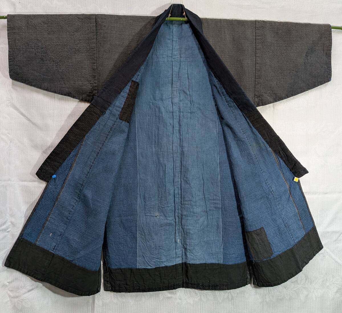 古布 味のある刺子 刺し子 半纏 法被 藍染 木綿 絣 リメイク拍卖
