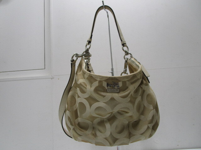 ブランド祭 バッグ祭 COACH コーチ 17694 オプアート キャンバス×レザー ワンハンドル 2WAY ハンドバッグ ショルダー シグネチャー 中古品拍卖