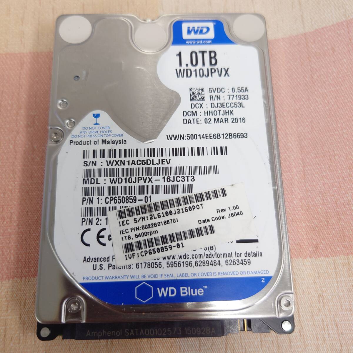 正常品 WD 1TB(1000GB) 2.5インチ HDD拍卖
