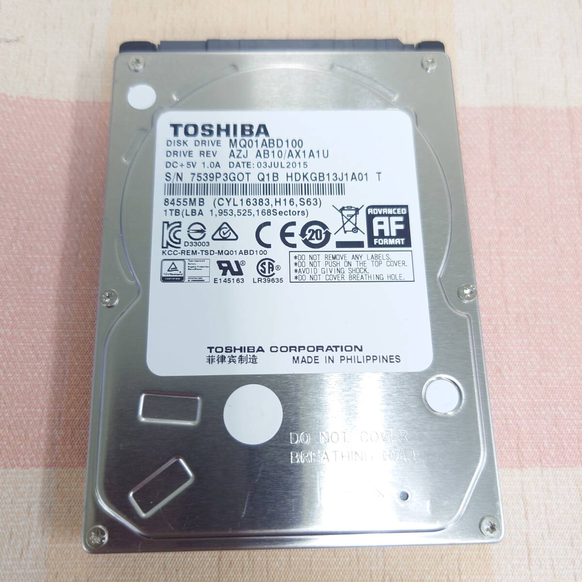 正常品 TOSHIBA 1TB(1000GB) 2.5インチ HDD拍卖
