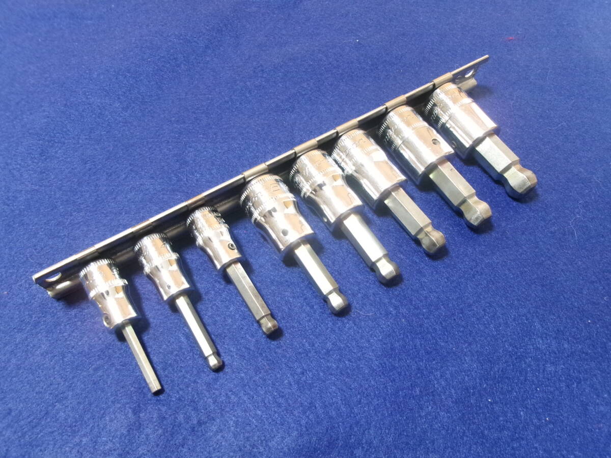 Snap-on スナップオン ボールヘックスソケット 8本セット 3~10mm 差込3/8sq 1/4sq 六角レンチソケット ヘキサゴン FABM TMABM拍卖