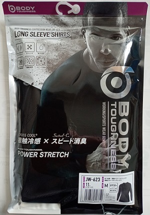 ■BT冷感 消臭 パワーストレッチ 長袖クルーネックシャツ JW-623(Mサイズ)ブラック 接触冷感xスピード消臭 おたふく手袋【新品】拍卖