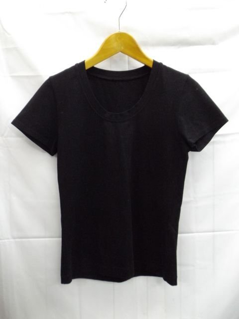 美品★synchro crossings◎シンクロクロッシングズ/ストレッチ素材/無地Tシャツ/ブラック/黒/日本製/36サイズ拍卖