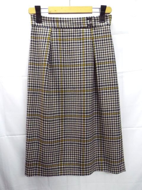 美品★UNTITLED◎アンタイトル/千鳥格子柄/チェック柄/スカート/ベージュ/ブラウン/ブラック/W66cm/1サイズ拍卖