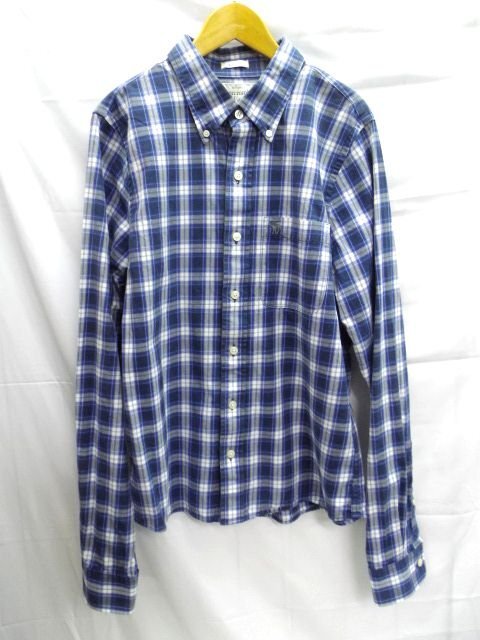 美品★Abercrombie&Fitch◎アバクロンビー&フィッチ/チェック柄シャツ/ブルー/青/Lサイズ拍卖